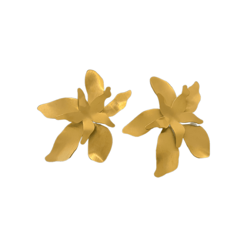 Gold Floral Statement Earrings